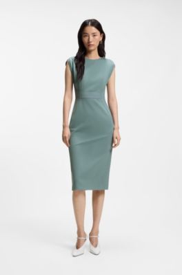 Stretch-jersey dress with waistband detail, Blue
