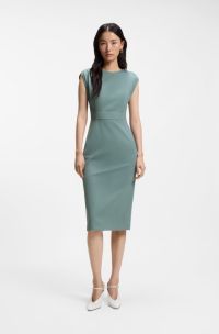 Stretch-jersey dress with waistband detail, Blue