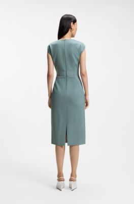 Stretch-jersey dress with waistband detail, Blue