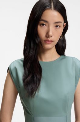 Stretch-jersey dress with waistband detail, Blue