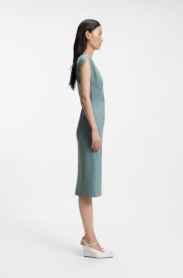 Stretch-jersey dress with waistband detail, Blue
