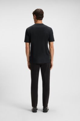 T-shirt in cotone mercerizzato con grafica con logo, Nero