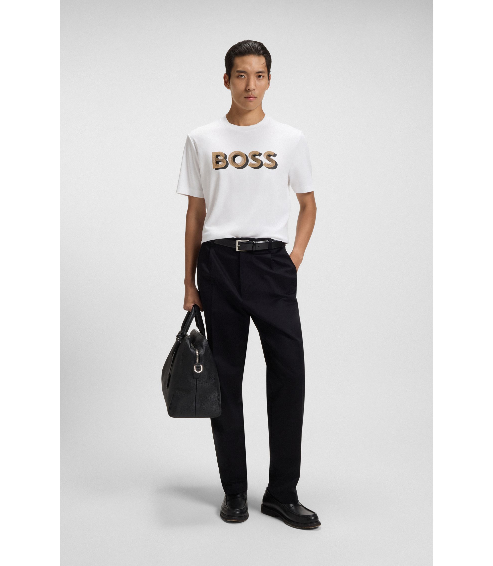 BOSS - シルケットコットン Tシャツ ロゴアートワーク - ホワイト