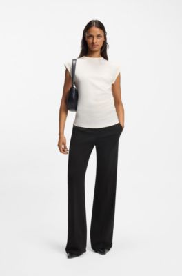 Relaxed-fit trousers in stretch jersey, Black