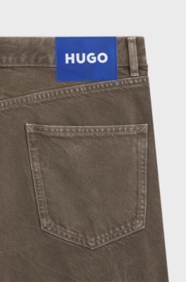 Regular-fit jeans in washed denim, Brown