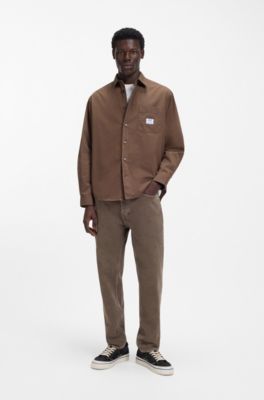 Regular-fit jeans in washed denim, Brown