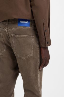 Regular-fit jeans in washed denim, Brown