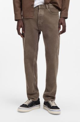 Regular-fit jeans in washed denim, Brown