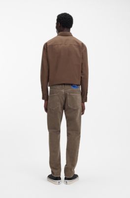 Regular-fit jeans in washed denim, Brown