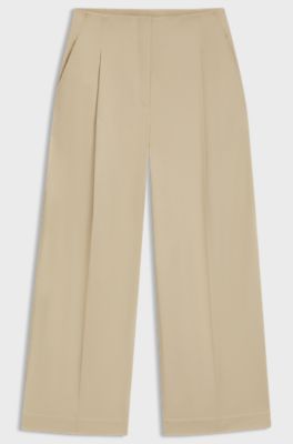 Relaxed-fit culottes in stretch cotton, Beige