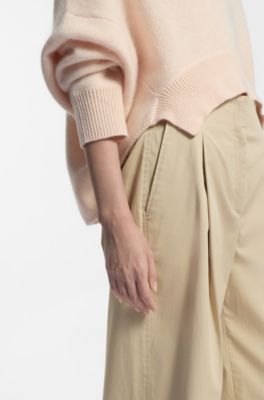 Relaxed-fit culottes in stretch cotton, Beige