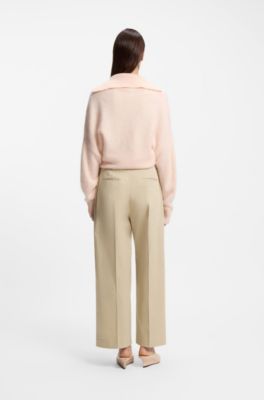 Relaxed-fit culottes in stretch cotton, Light Beige