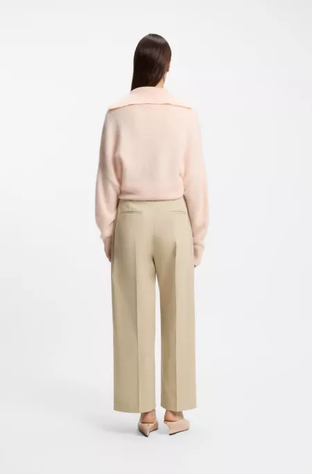 High-waisted relaxed-fit trousers in stretch cotton