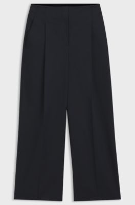 Relaxed-fit culottes in stretch cotton, Dark Blue