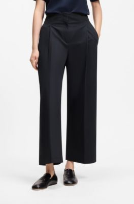 Relaxed-fit culottes in stretch cotton, Dark Blue
