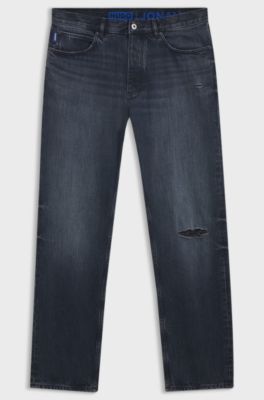 Regular-fit jeans in dark-blue denim, Dark Blue