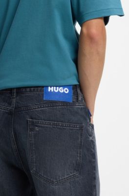 Jeans regular fit in denim blu scuro, Blu scuro