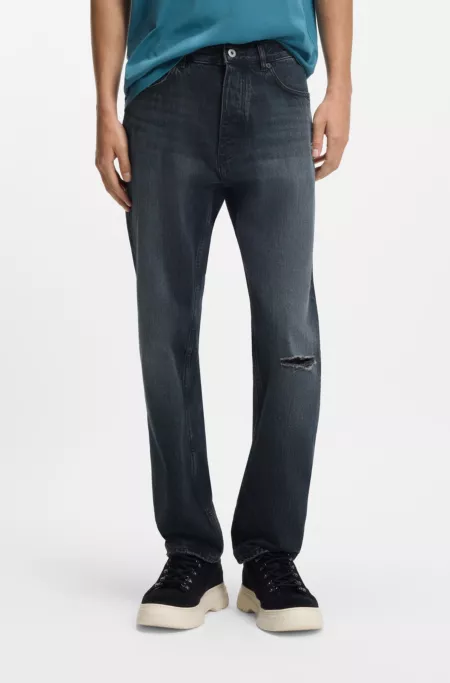 Regular-fit jeans in dark-blue denim