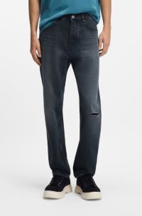 Regular-fit jeans in dark-blue denim, Dark Blue
