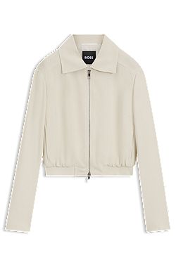 Regular-fit zip-up jacket in crepe fabric