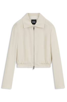 Regular-fit zip-up jacket in crepe fabric 1