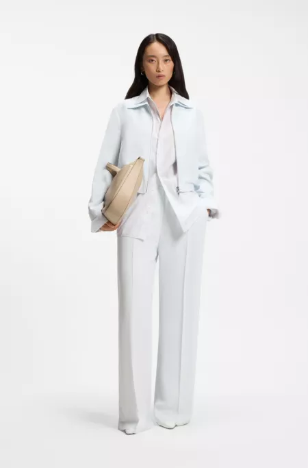 Regular-fit zip-up jacket in crepe fabric
