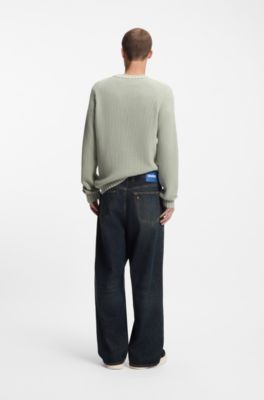 Jean Baggy en denim bleu d&eacute;lav&eacute; vintage, Bleu fonc&eacute;