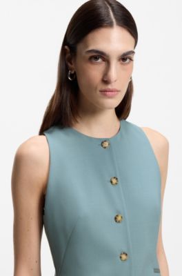 Gilet slim fit in lana vergine, Blu
