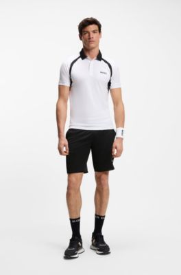 Active Schnell trocknende Shorts aus Stretch-Gewebe mit Taschen, Schwarz