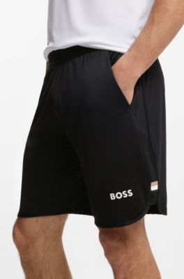 Active Schnell trocknende Shorts aus Stretch-Gewebe mit Taschen, Schwarz