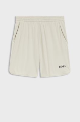 Quick-dry shorts in stretch fabric with pocket bags, Light Beige