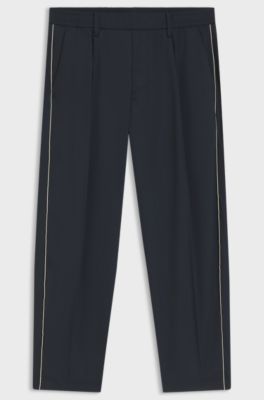 Tapered-fit trousers with water-repellent finish, Dark Blue