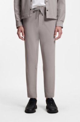 Boss Tapered-fit trousers in waffle-structured stretch fabric