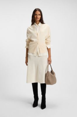 Relaxed-fit blouse in sand-washed silk, Natural