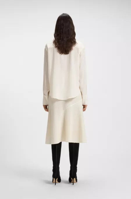 Relaxed-fit blouse in sand-washed silk