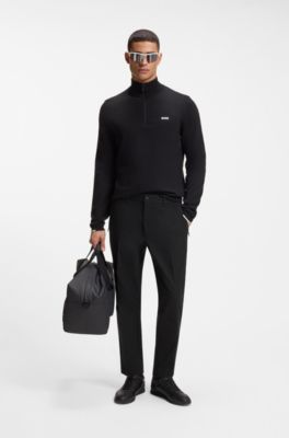 Tapered-fit trousers in water-repellent fabric, Black