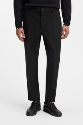 Tapered-fit trousers in water-repellent fabric, Black
