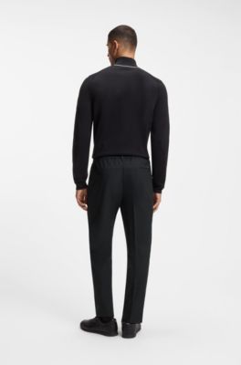 Tapered-fit trousers in water-repellent fabric, Black