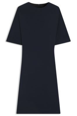 Jersey dress with rear drape detail, Dark Blue