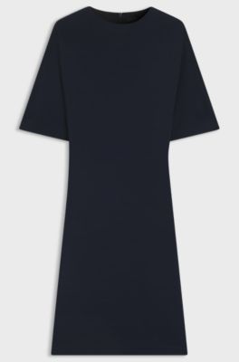 Vestito in jersey con dettaglio drappeggiato sul retro, Blu scuro