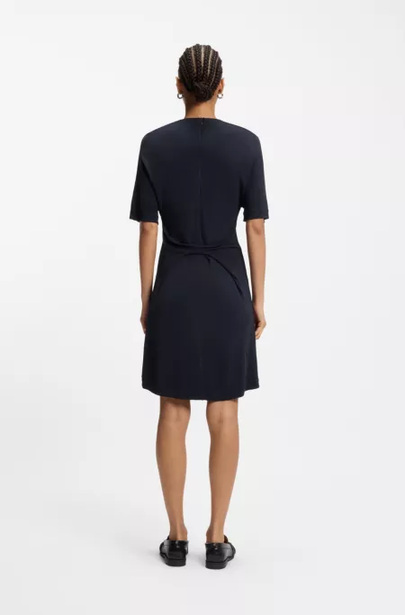 Jersey dress with rear drape detail