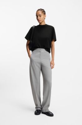 Relaxed-Fit T-Shirt aus merzerisierter Baumwolle, Schwarz