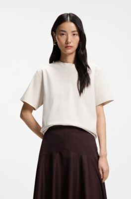 T-shirt Relaxed en coton merceris&eacute;, Naturel