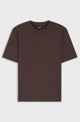 リラックスフィットTシャツ シルケットコットン, ダークブラウン
