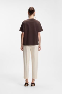 Relaxed-fit T-shirt in mercerised cotton, Dark Brown
