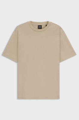 Relaxed-fit T-shirt in mercerised cotton, Light Beige