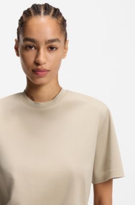 T-shirt relaxed fit in cotone mercerizzato, Beige chiaro