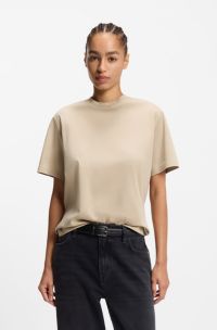 Relaxed-fit T-shirt in mercerised cotton, Light Beige