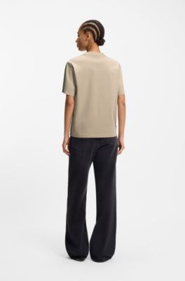 Relaxed-fit T-shirt in mercerised cotton, Light Beige