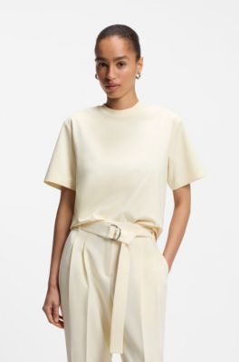 Relaxed-fit T-shirt in mercerised cotton, Light Yellow
